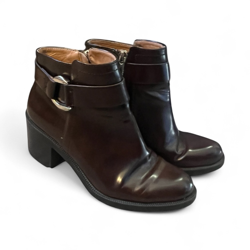 Zara Dark Brown Ankle Boots with Buckle